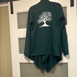 Green Cardigan with Tree Design
